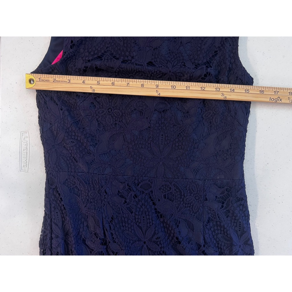 Betsey Johnson Lace Dress Cocktail Party Sleeveless Lined Navy Size 8 - Picture 5 of 7